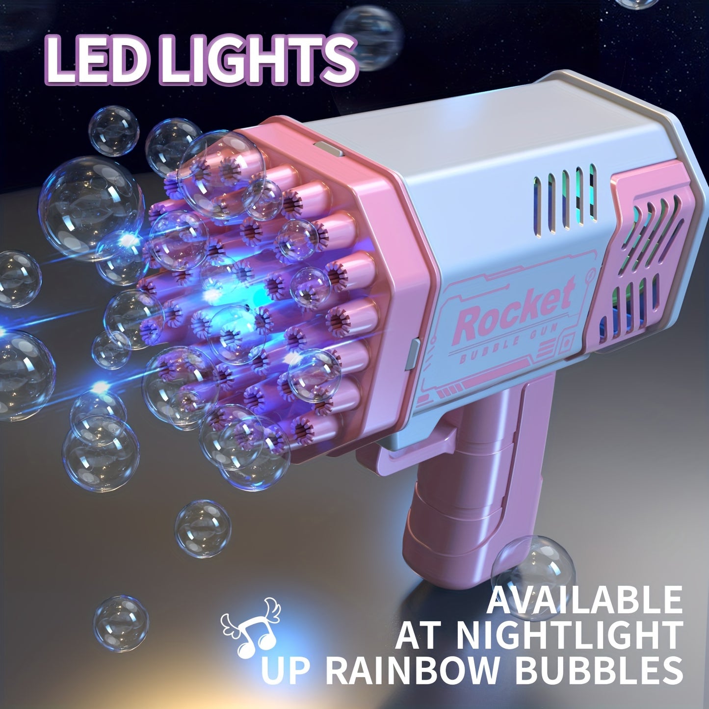 Een set voor kinderen: Draagbare Elektrische Automatische Bellenblazer met 40 Gat Raketlanceerder en LED-licht - Perfect voor Jongens en Meisjes bijeenkomsten.