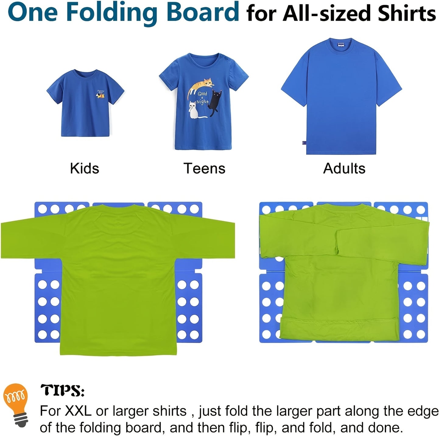 Blauw Kleding Vouwbord - Praktisch Vouwpaneel voor T-shirts, Handig voor Thuisopslag - Geschikt voor Volwassenen en Kinderen