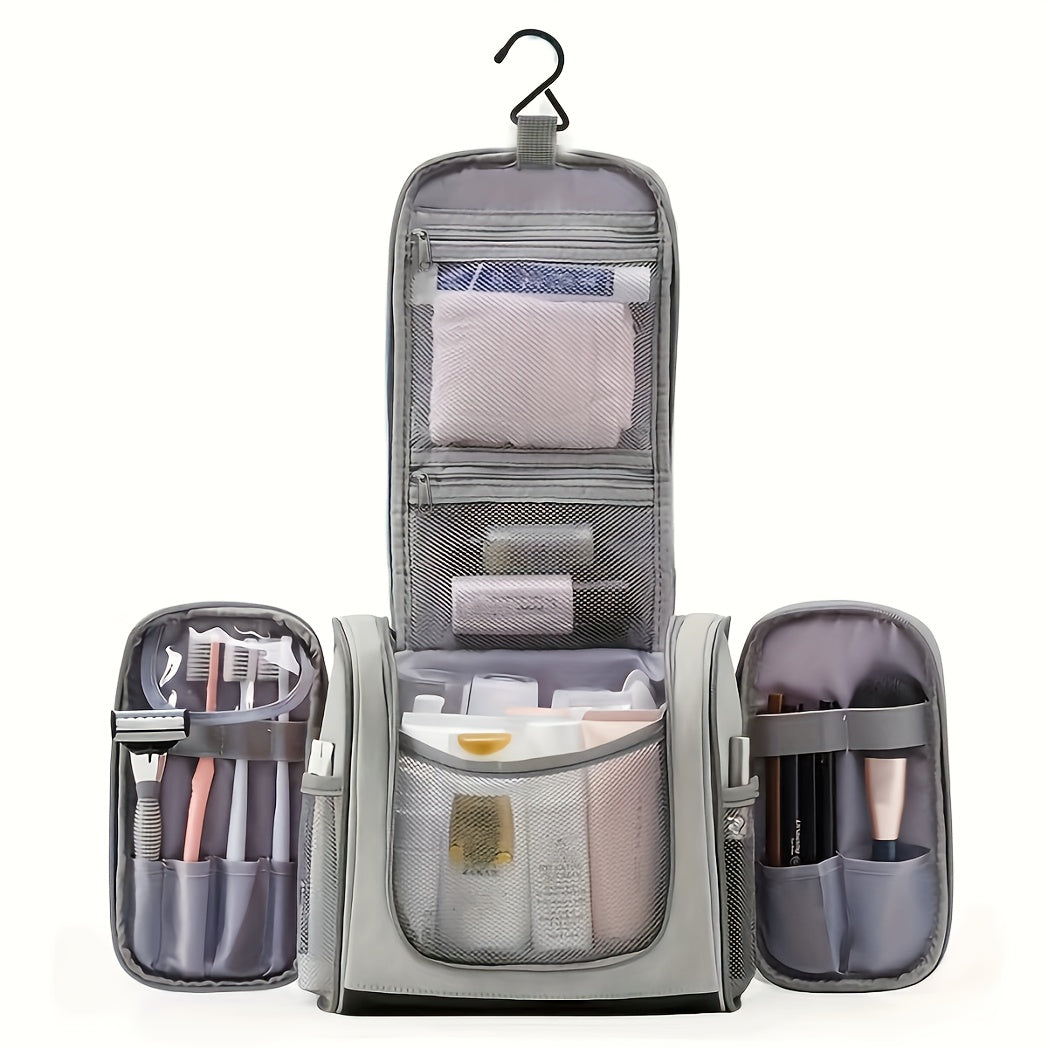 Eenmaal Draagbare Ophangbare Toilettas Met Handige Haak, PU-leer Waterdichte Opvouwbare Tas, Multifunctionele Cosmeticatas met Natte en Droge Scheiding, Ideaal voor Reizen