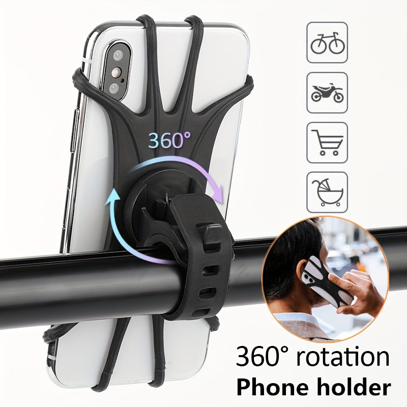 Mobiele telefoonhouder voor kinderwagen met 360° rotatie en siliconen stuurhoes. Ook geschikt als fiets telefoonhouder, ideaal voor gebruik met kinderwagens, fietsen, motorfietsen en meer.