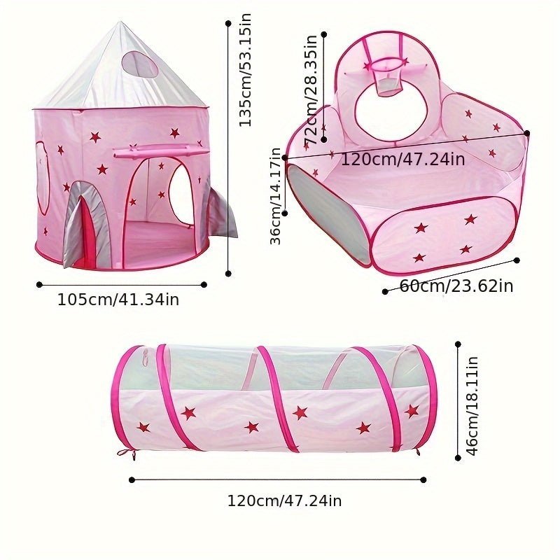3 stuks Speelhuis Tent, Indoor Speelgoedhuis, Raketkasteel - Huishoudelijk Bed Artefact voor Kinderen, Baby Klein Huis - Perfect Verjaardagscadeau
