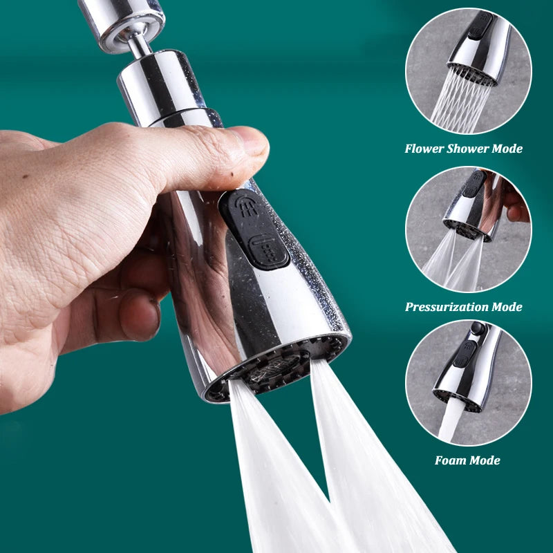360° Rotating Faucet Aerator Kitchen Water Tap Nozzle 3 Mode Splash-Proof Faucet Attachment Bathroom Washbasin Tap Head extender