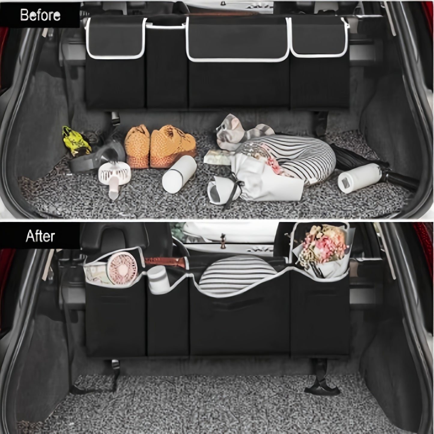 Met deze handige opbergtas voor de kofferbak en autostoel maximaliseer je de ruimte in je SUV of auto.