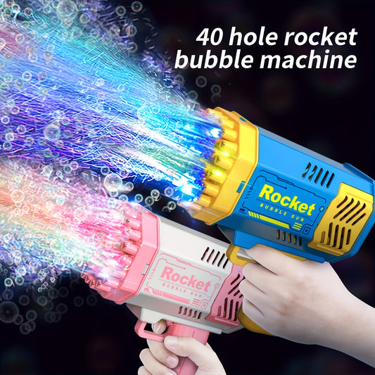 Een set voor kinderen: Draagbare Elektrische Automatische Bellenblazer met 40 Gat Raketlanceerder en LED-licht - Perfect voor Jongens en Meisjes bijeenkomsten.